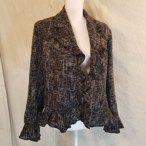 Coldwater Creek Black and Cream Ruffle Jacket
